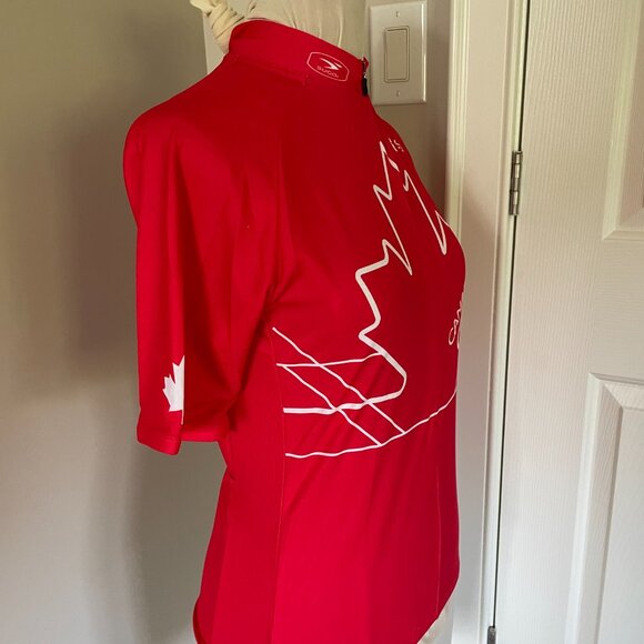 SUGOI Men's Size Small Cycling Jersey Canada Logo Red White 3/4 Zip Short Sleeve - Picture 4 of 13